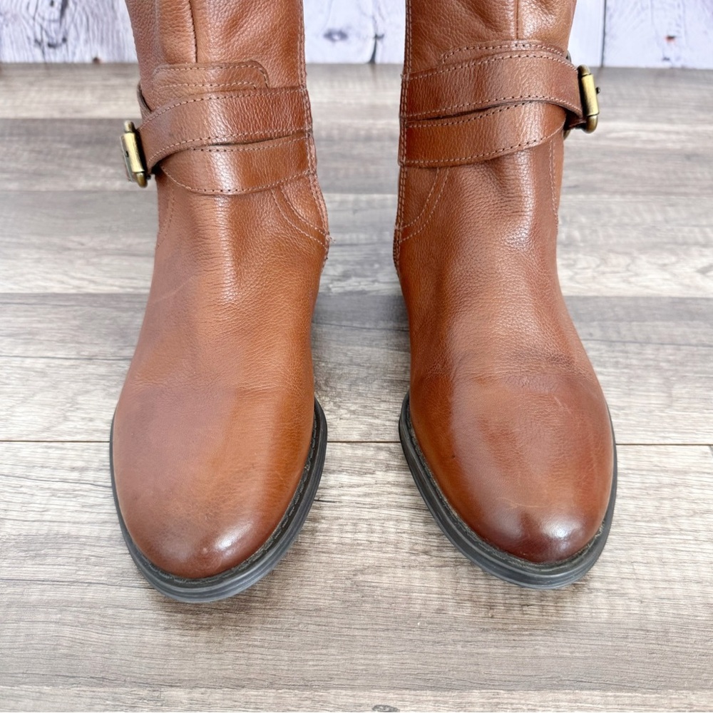 New Naturalizer June Brown Leather Boots Riding Zipper Heeled Size 6.5M - Picture 5 of 10